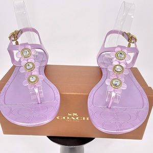 Coach poppy big rose gold jeweled t-strap sandal 7